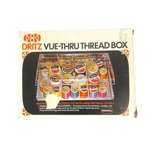Vintage 1970's Scovill Dritz Vue-Thru Clear Star Sewing Thread Spool Box No.786